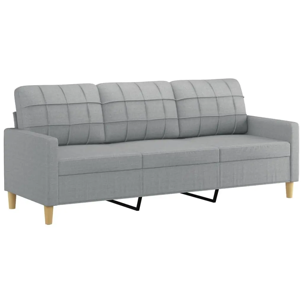 2 Piece Sofa Set Grey Fabric Durable Lounge Suite Couch with Pillows