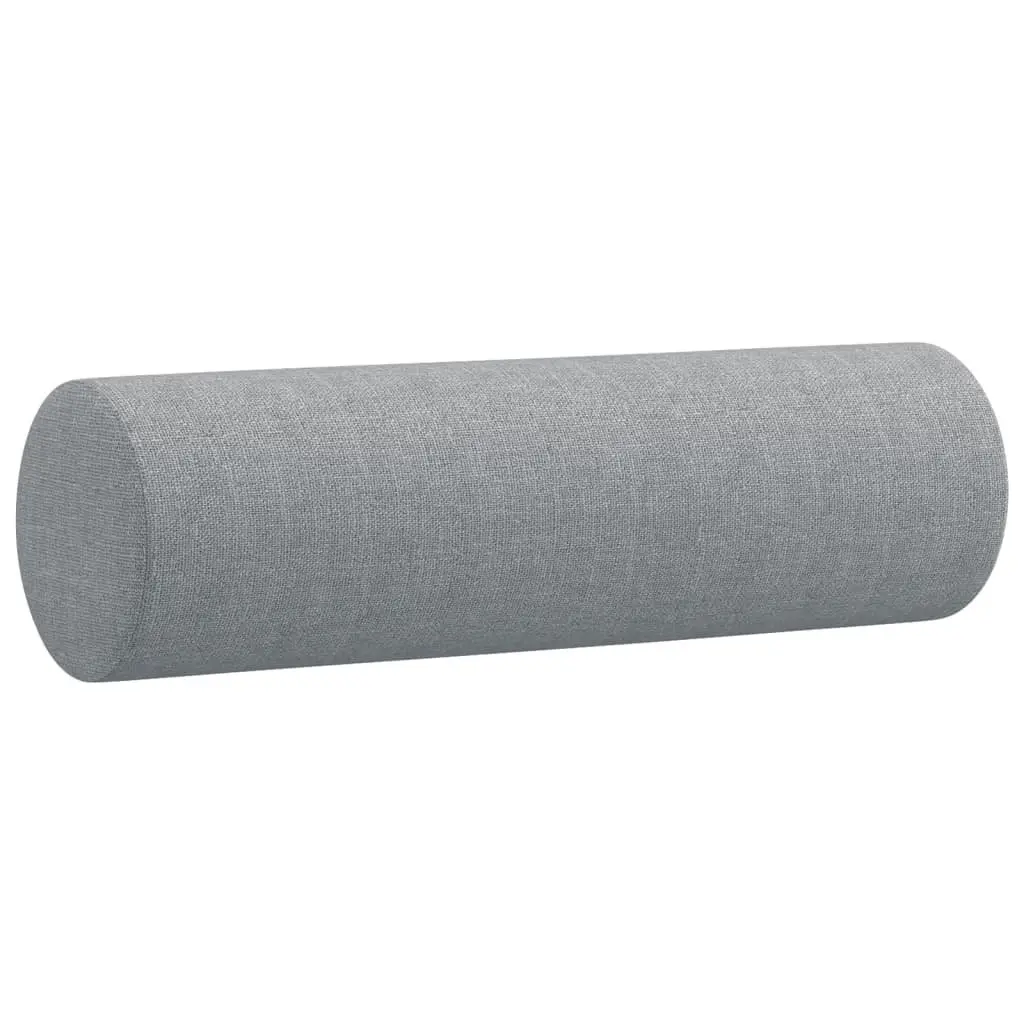 3 Piece Sofa Set with Roll Pillows Footstool Grey Fabric Living Room Furniture