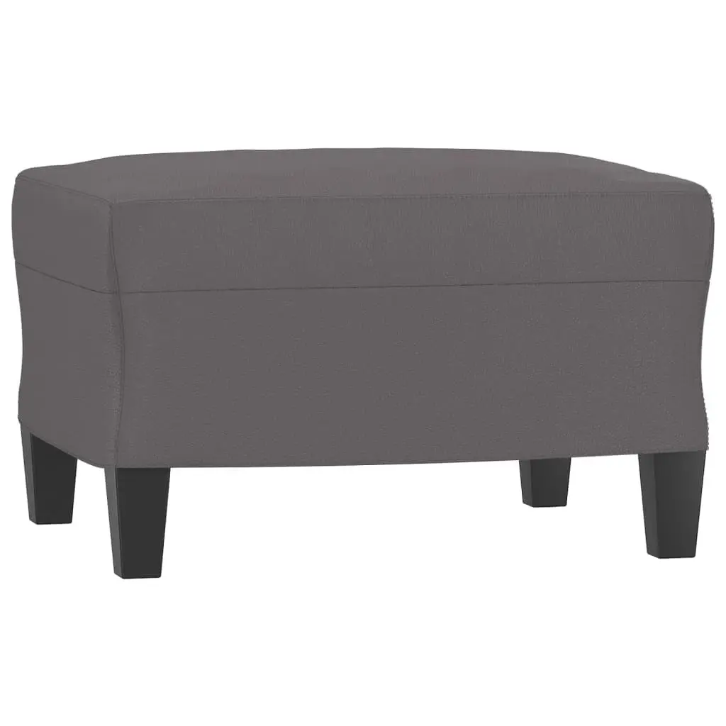 4 Piece Sofa Set Grey Faux Leather Lounge Furniture with Footstool Cushions