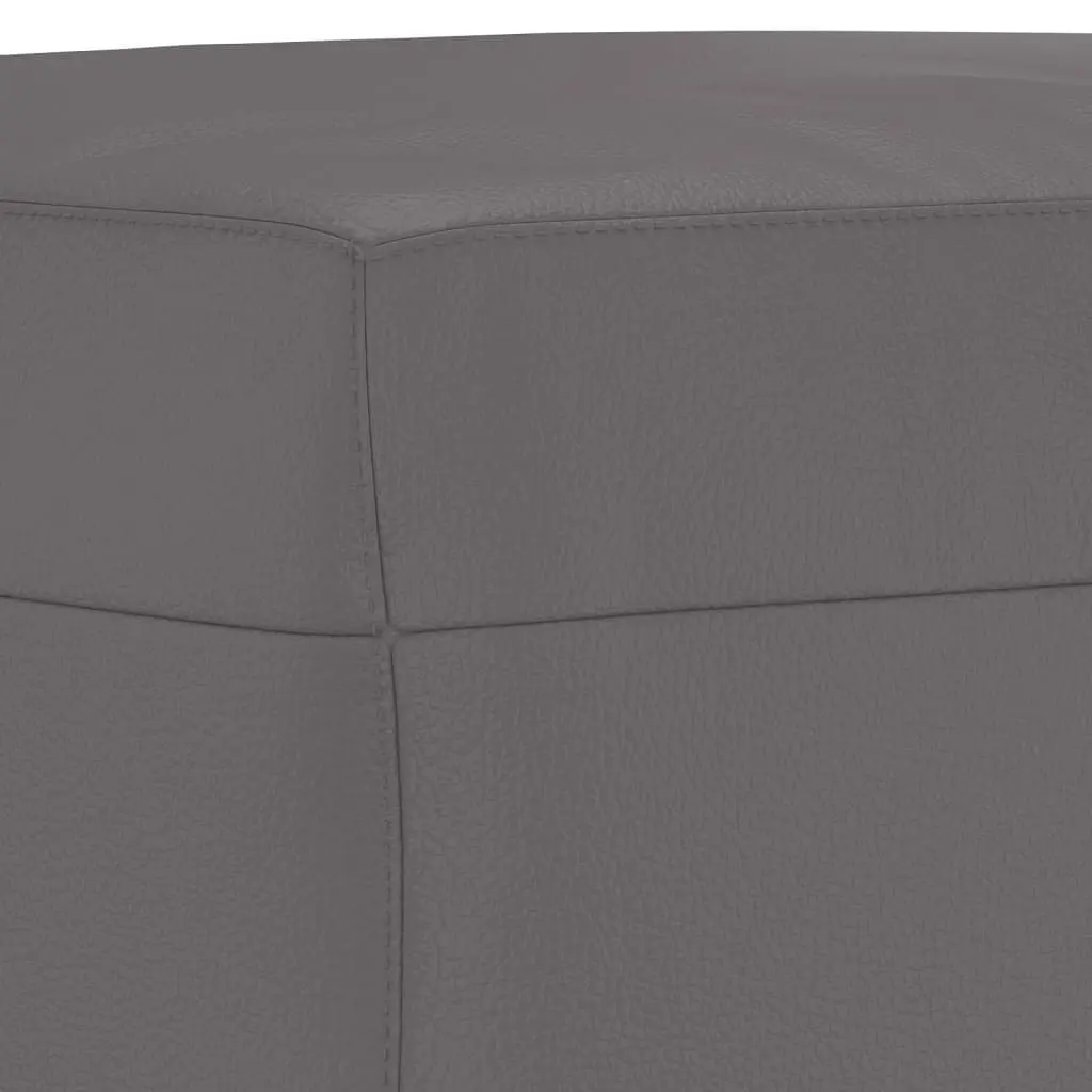 4 Piece Sofa Set Grey Faux Leather Lounge Furniture with Footstool Cushions