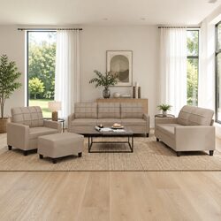 Enhance Your Living Room with 4 Piece Sofa Set in Brown