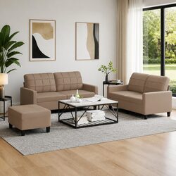 Stylish 3 Piece Sofa Set with Footstool for Cozy Living Rooms