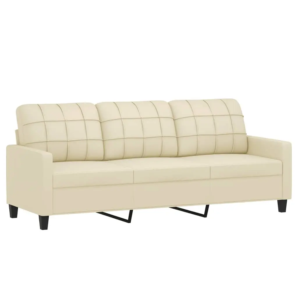 2 Piece Sofa Set with Cushions Modern Living Room Seating Faux Leather Cream