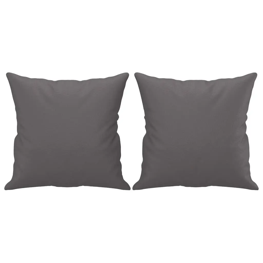 2 Piece Sofa Set Grey Faux Leather Couch with Throw Pillows