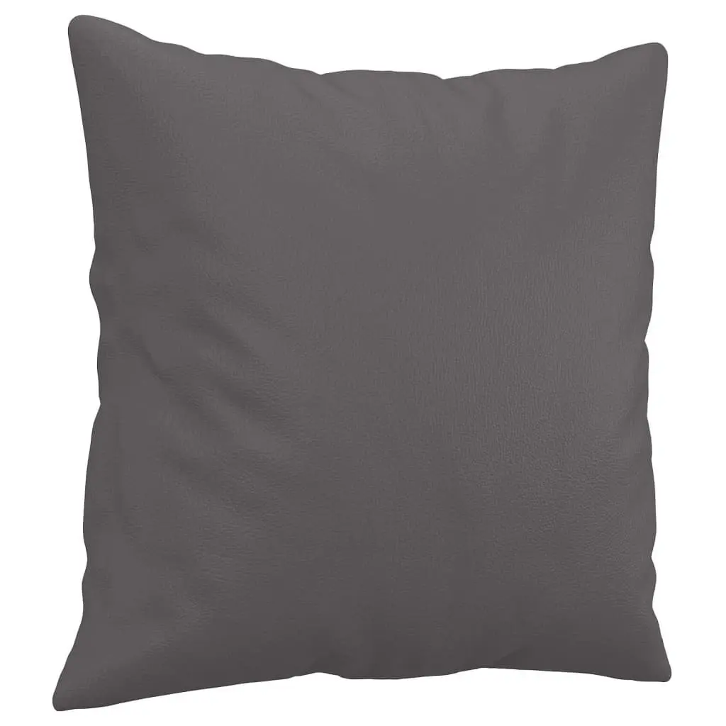 2 Piece Sofa Set Grey Faux Leather Couch with Throw Pillows