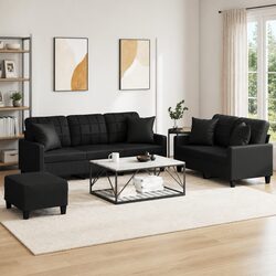 Cozy Black Faux Leather Sofa Set for Your Living Room
