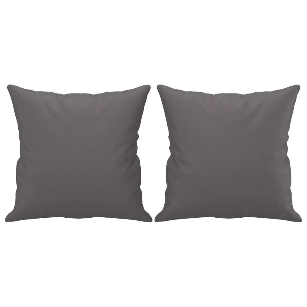 3 Piece Sofa Set Grey Faux Leather Couch with Pillows and Footstool Living Room