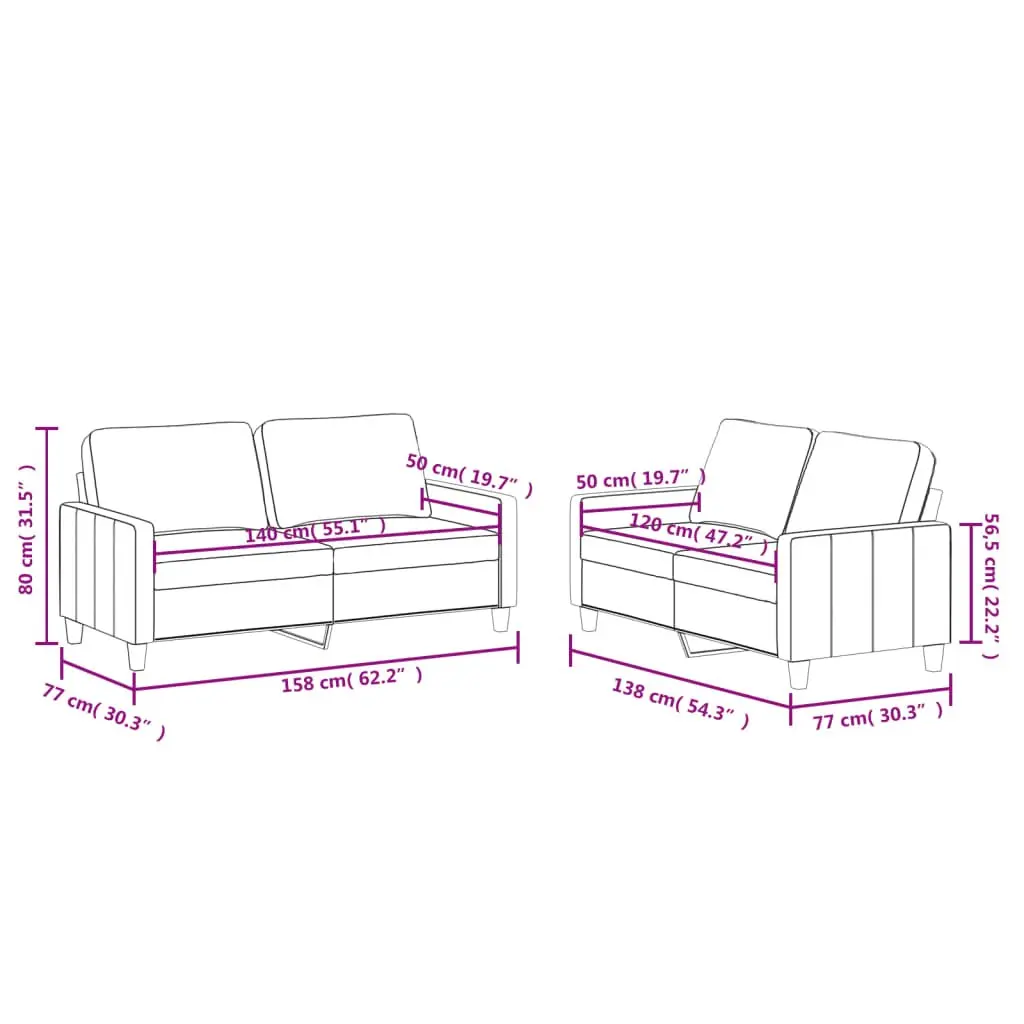 2 Piece Sofa Set Cream Faux Leather Upholstery Thickly Padded Seat and Back Pillow