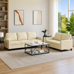 Enhance Your Living Space with This Cream Sofa Set