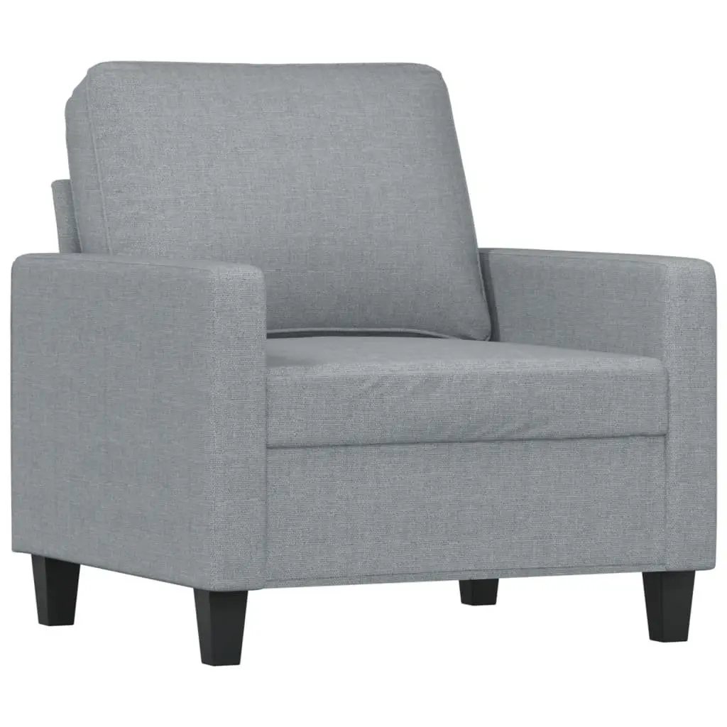 4 Piece Grey Fabric Sofa Set with Cushions Footstool Living Room Furniture