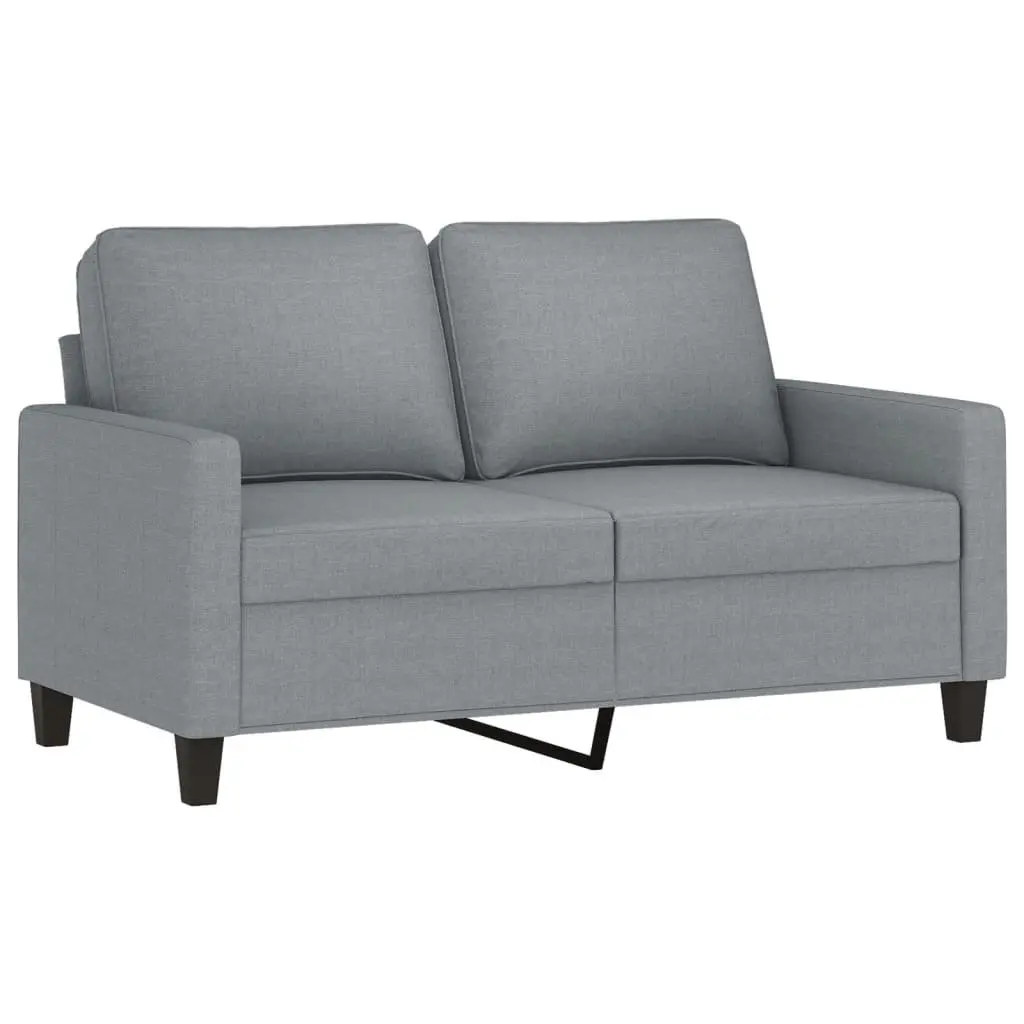 3 Piece Sofa Set with Footstool Grey Fabric Living Room Lounge Suite Cushions