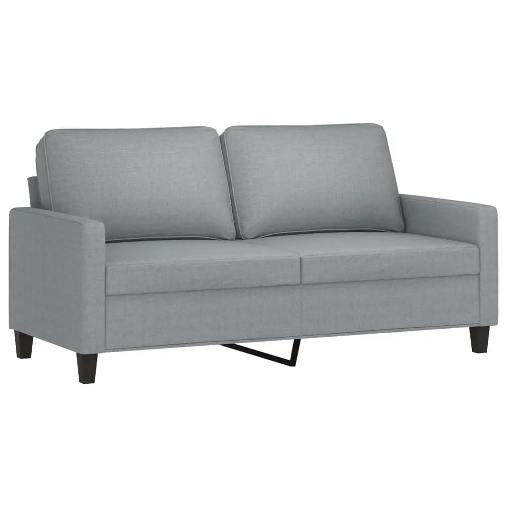 3 Piece Sofa Set with Footstool Grey Fabric Living Room Lounge Suite Cushions
