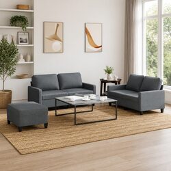 Enhance Your Space with a 3 Piece Grey Fabric Sofa Set