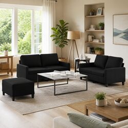 Black Fabric Sofa Set Enhances Your Living Space