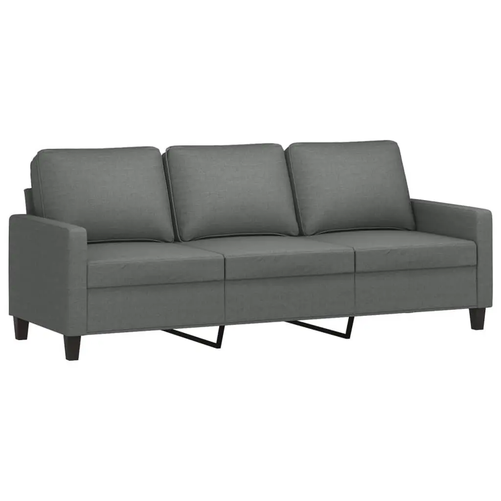 2 Piece Grey Fabric Sofa Set with Cushions for Living Room Seating
