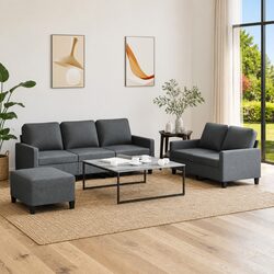 Elevate Your Living Room with This 3-Piece Grey Sofa Set