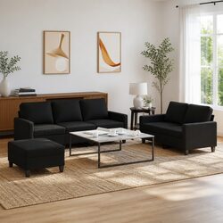 Stylish Black Fabric Sofa Set for Your Living Room