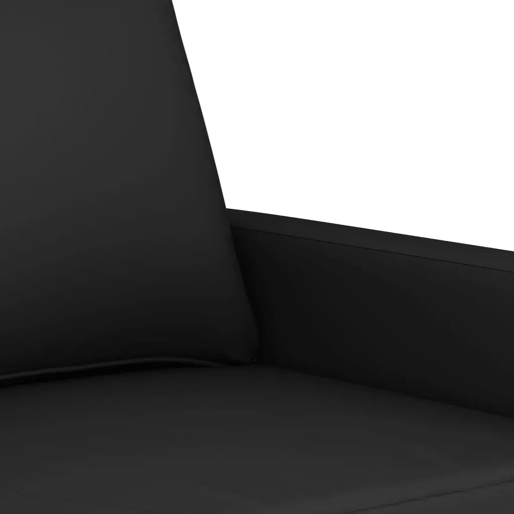3 Piece Sofa Set Black Velvet Soft Upholstery Compact Size with Cushions and Ottoman Footstool