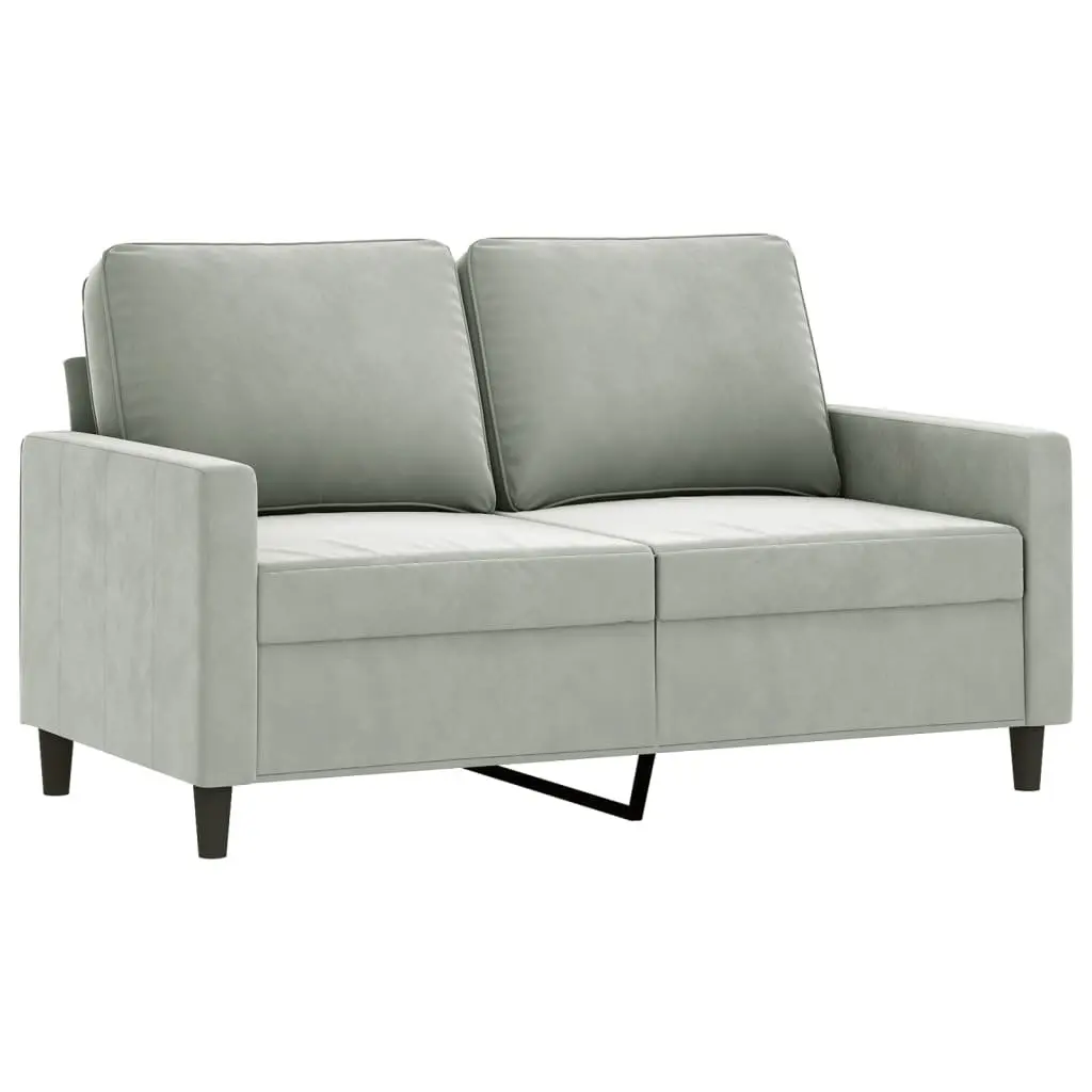 Sofa Set 2 Piece Grey Velvet Soft Cushioned Lounge Seating