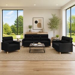 Elevate Your Living Space with a 3 Piece Black Sofa Set