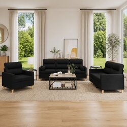 Elevate Your Living Space with a 3 Piece Black Sofa Set