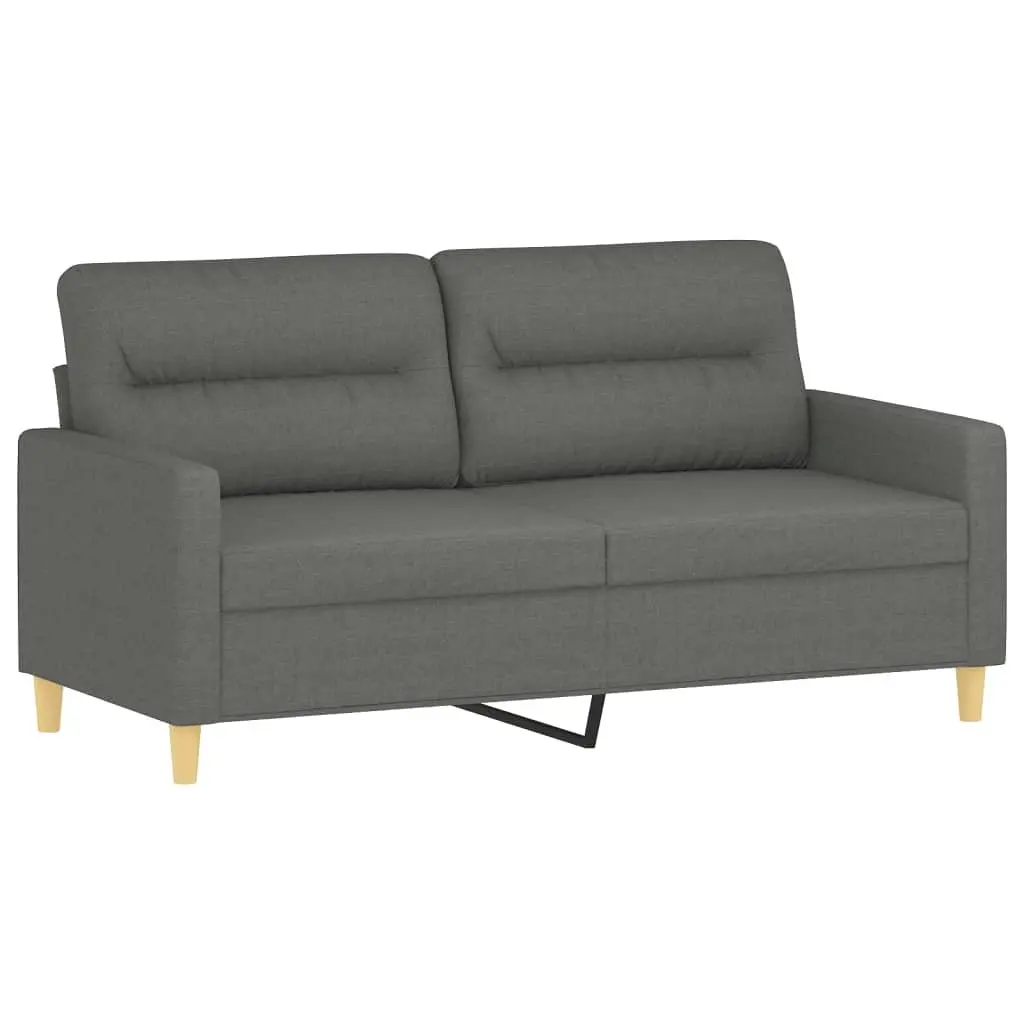 2 Piece Sofa Set with Cushions Grey Fabric Lounge Suite Comfortable Seating