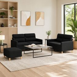 Transform Your Space with This 3 Piece Black Sofa Set