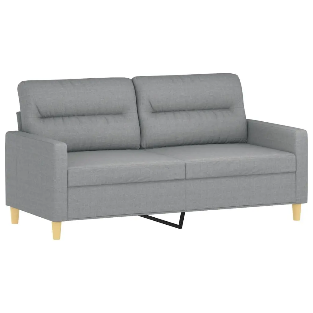 Sofa Set 2 Piece Grey Fabric Lounge Suite with Pillows