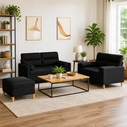Elevate Your Space with a Black Fabric 3 Piece Sofa Set