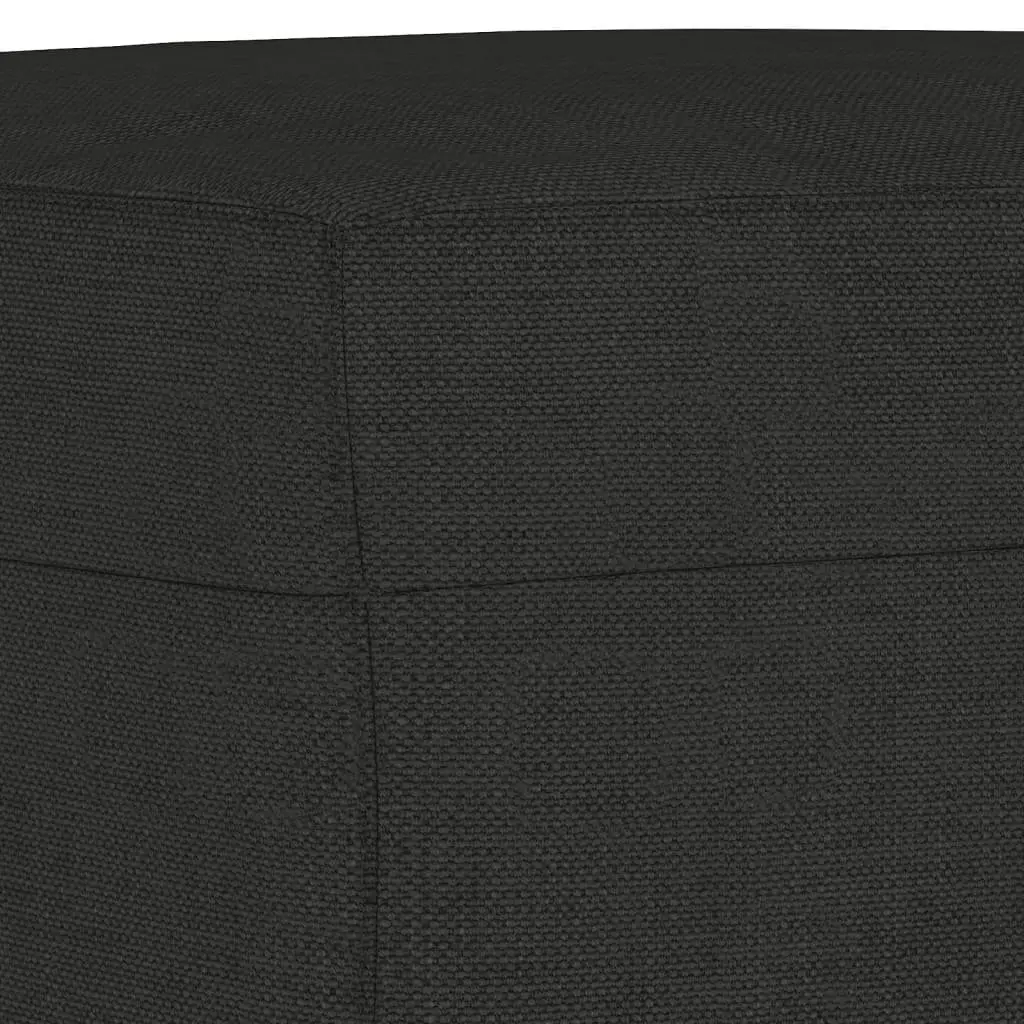 Black Fabric 3 Piece Couch Set with Footstool and Pillows for Living Room or Bedroom