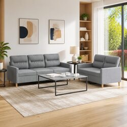 Enhance Your Living Space with 2 Piece Grey Sofa Set
