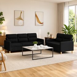 Enhance Your Living Room with a Black Fabric Sofa Set