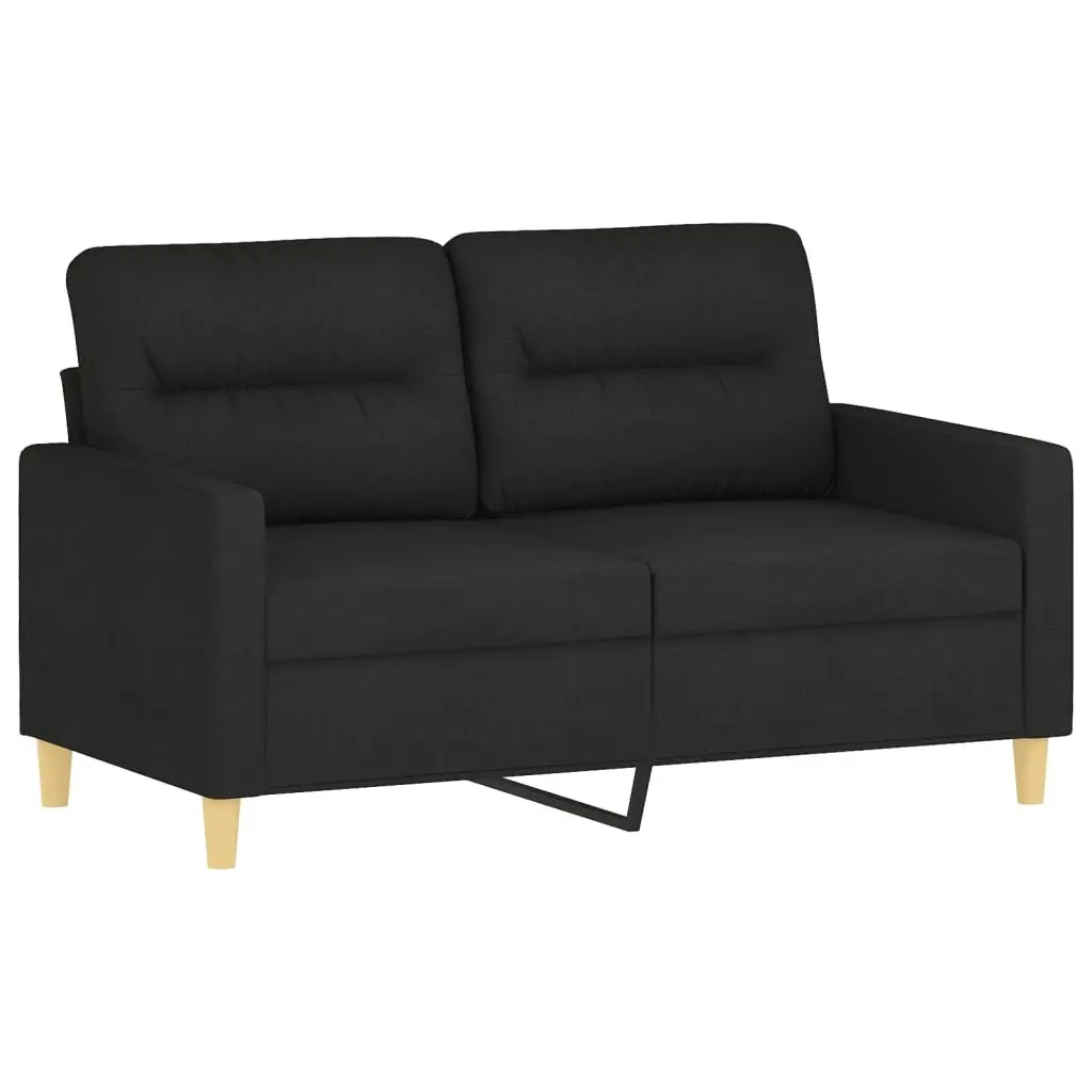 Black Fabric 2 Piece Sofa Set with Cushions Living Room Furniture Seating Suite