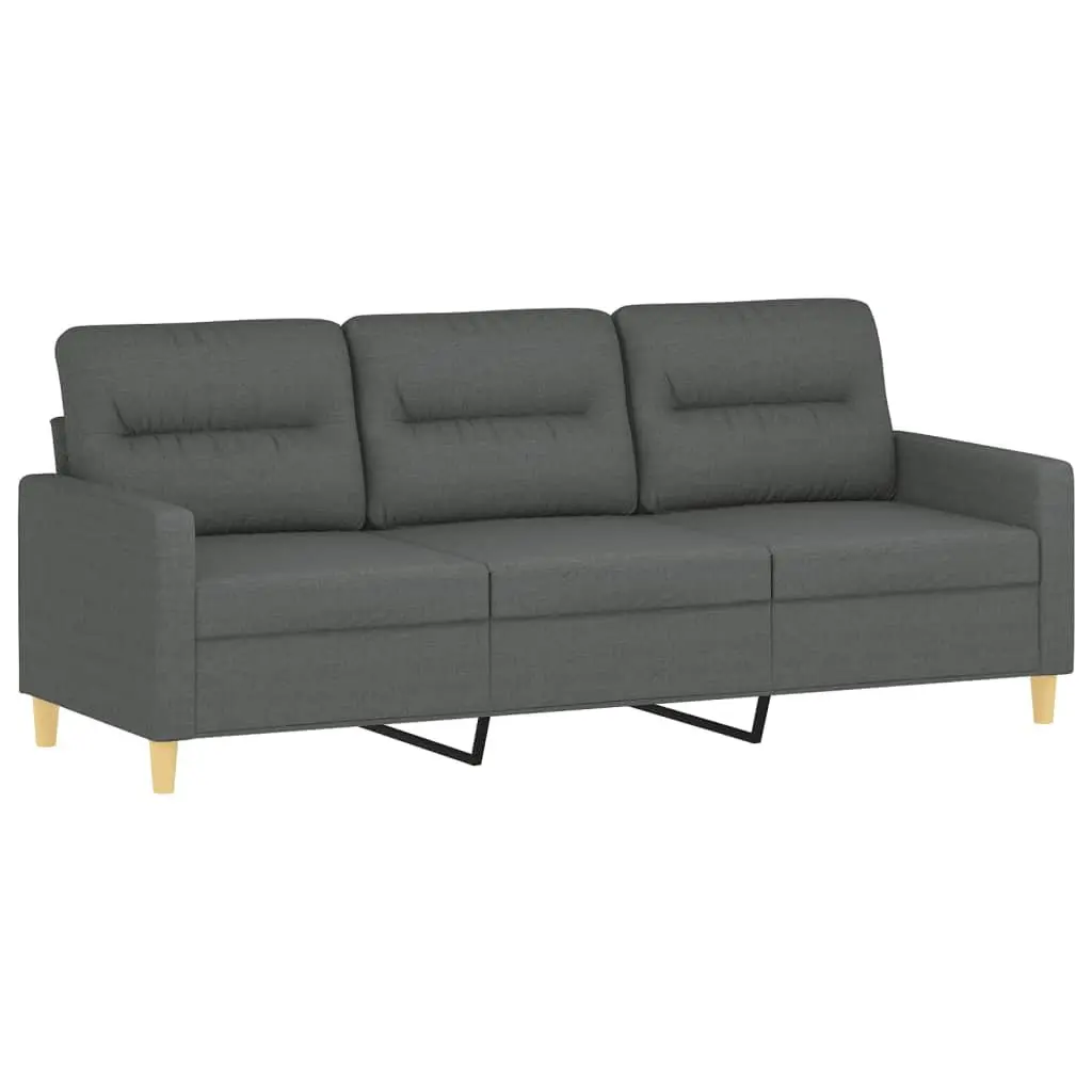 3 Piece Sofa Set Grey Fabric Durable Lounge Suite with Footstool