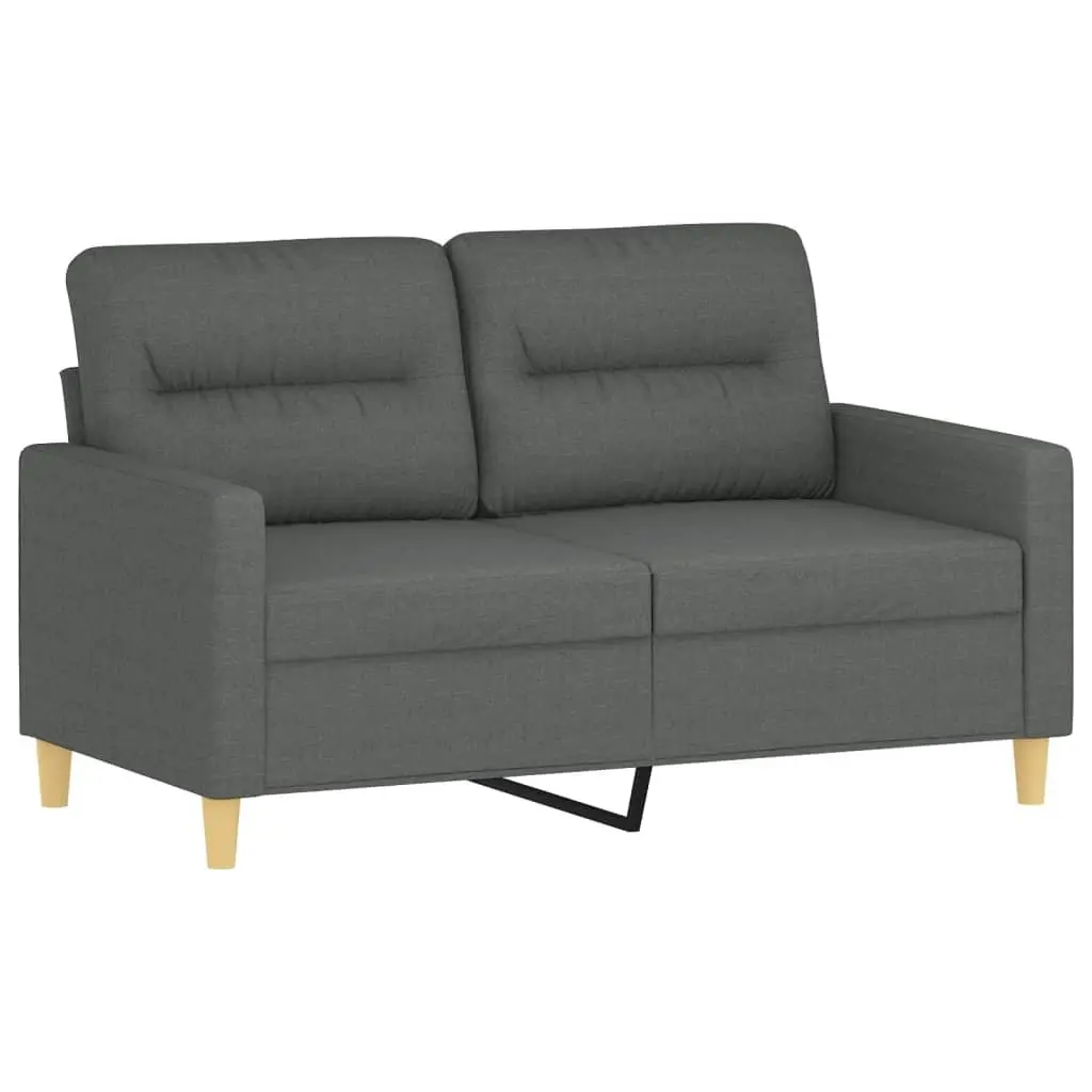 3 Piece Sofa Set with Footstool and Pillows Grey Fabric Living Room Lounge Suite