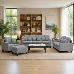 Comfort-Enhancing 4 Piece Grey Sofa Set with Footstool