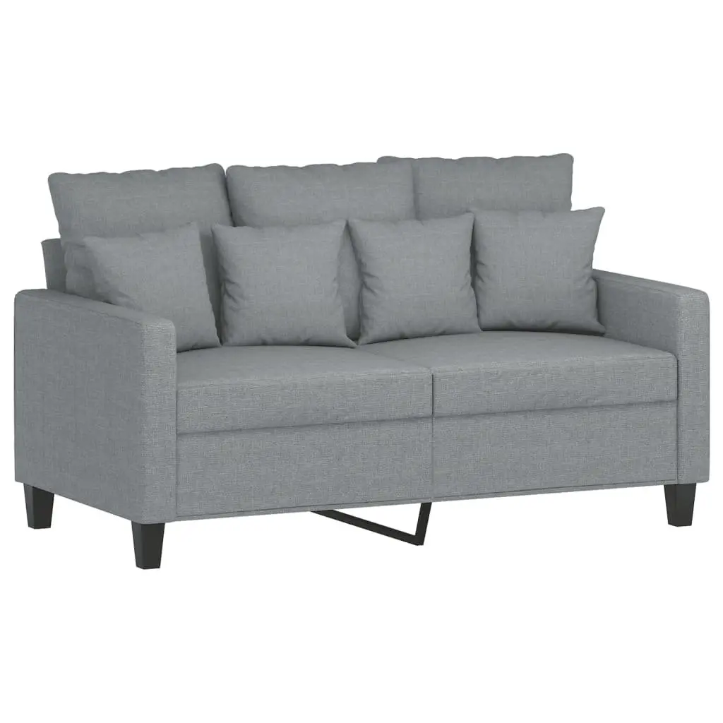 4 Piece Sofa Set with Throw Pillows and Footstool Grey Fabric Living Room Couch