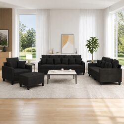 Enhance Your Living Room with a 4 Piece Sofa Set in Black