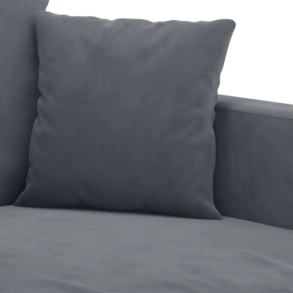 4 Piece Sofa Set with Footstool Grey Velvet Living Room Furniture Cushions