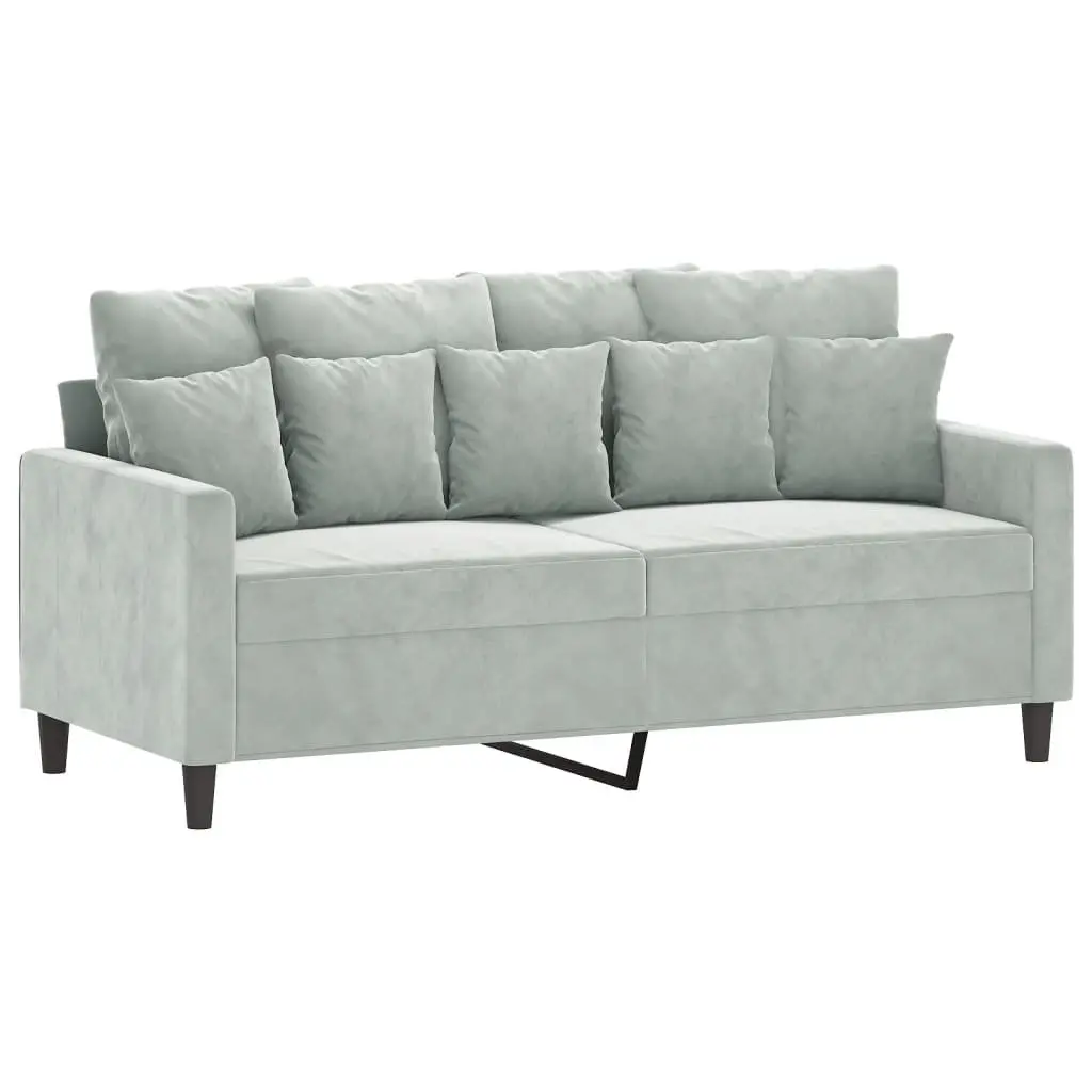 2 Piece Sofa Set Grey Velvet Lounge Suite Comfortable Padded Seating Living Room