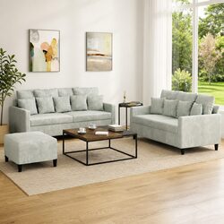 Elegant Grey Velvet 3-Piece Sofa Set for Your Living Room