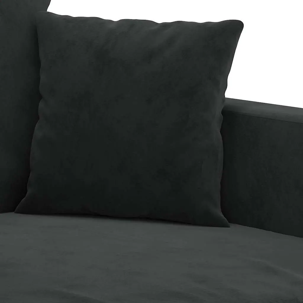 3 Piece Sofa Set with Cushions Black Velvet Living Room Furniture Footstool