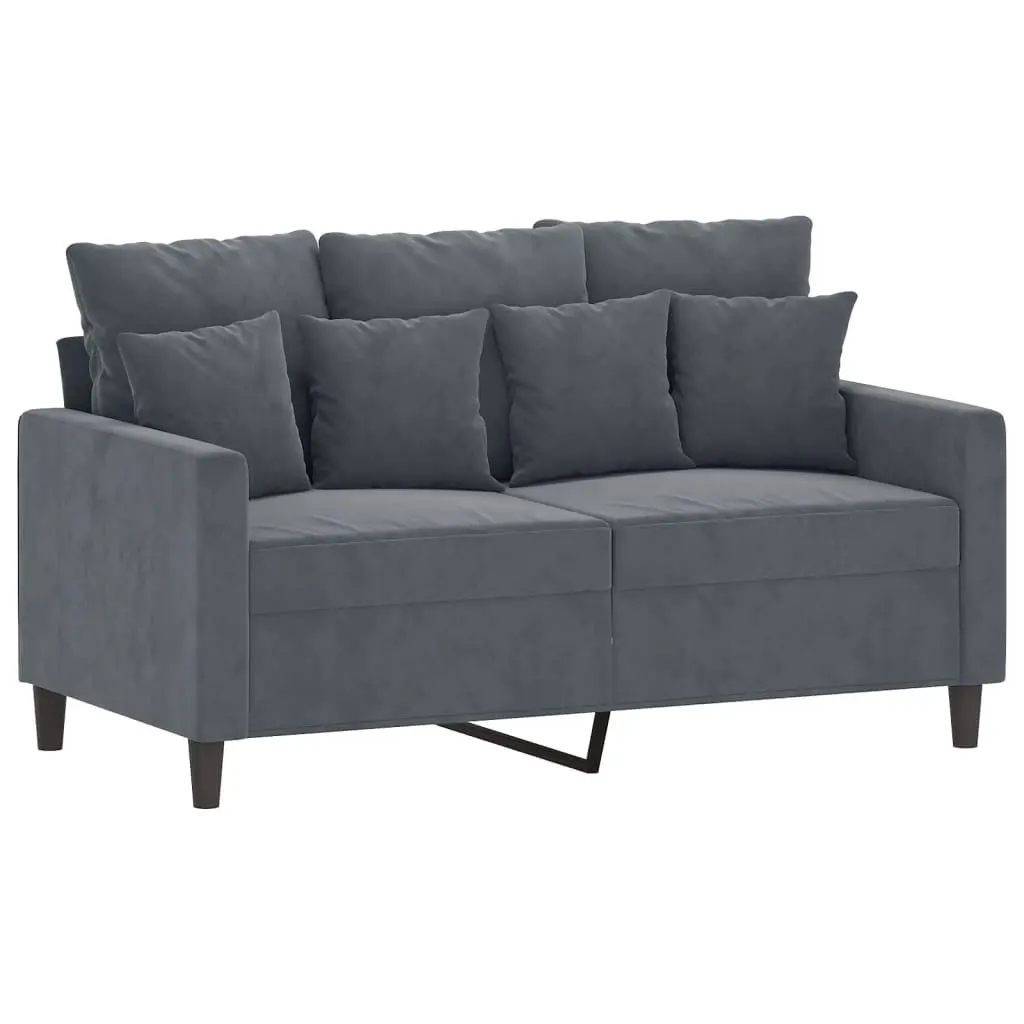 2 Piece Sofa Set Grey Velvet Cushions Living Room Furniture Lounge Suite