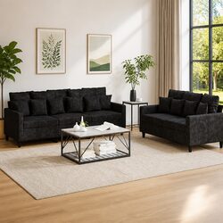 Elegant Black Velvet 2-Piece Sofa for Your Home