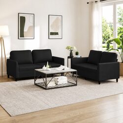 Enhance Your Living Space with This Black Sofa Set