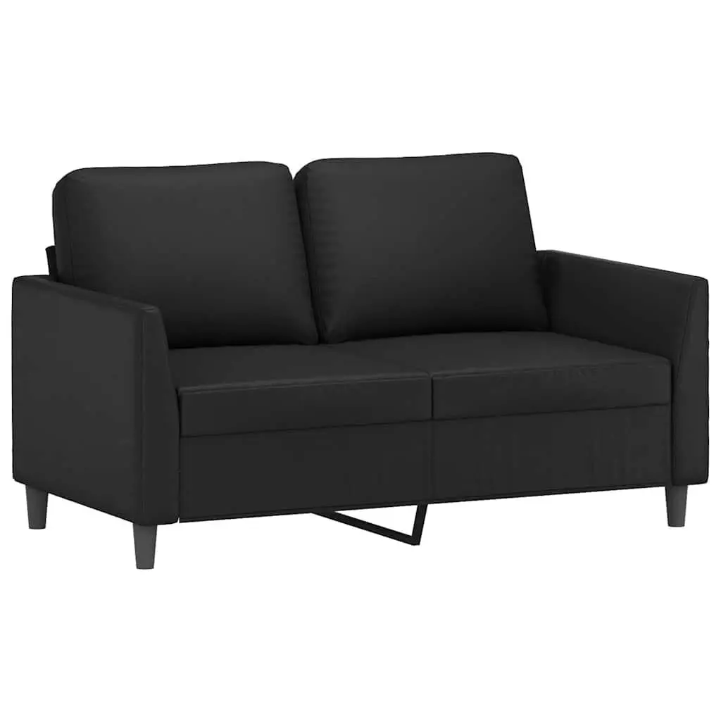 2 Piece Sofa Set Black Faux Leather Living Room Furniture with Cushions Seating