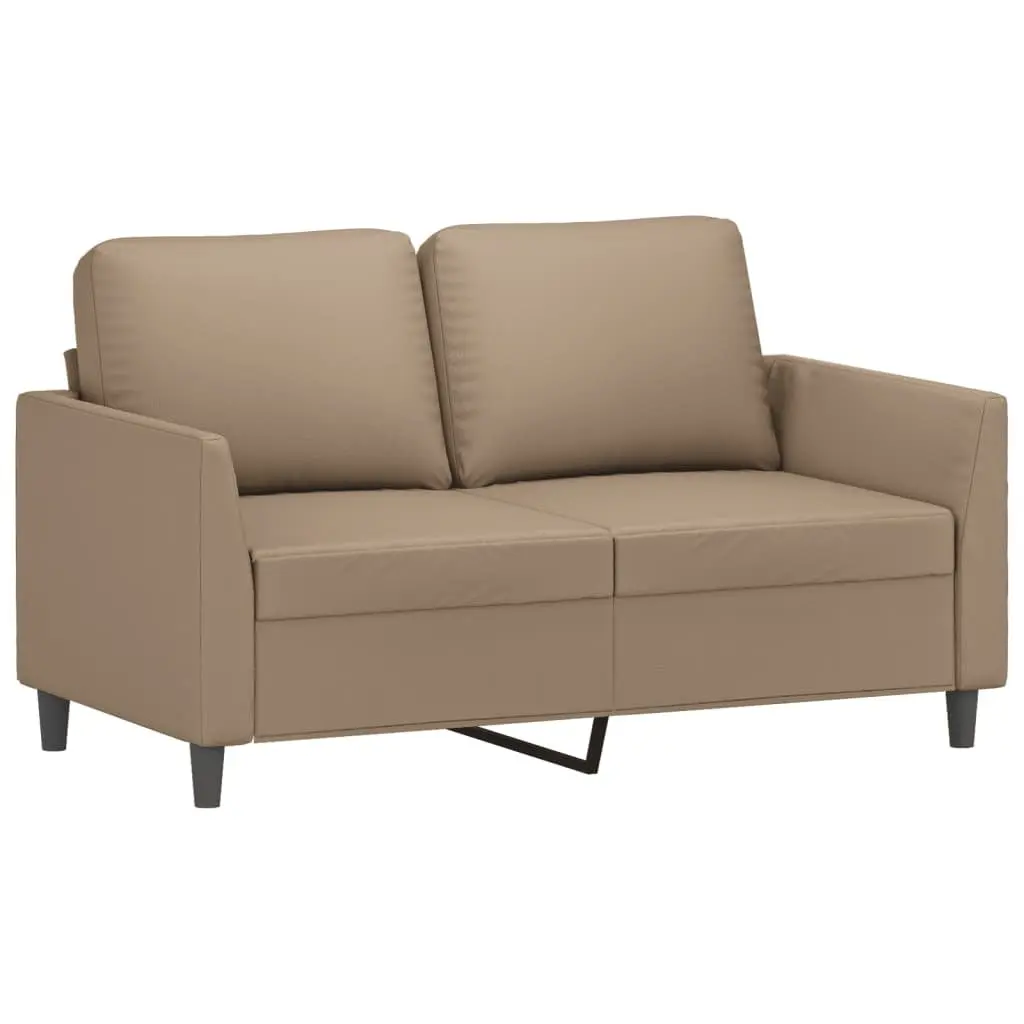 BrownFauxLeatherCouch2PieceSetDurableUpholsteryThicklyPaddedCushionsSturdyPlywoodMetalFrameComfortableLivingRoomFurniture