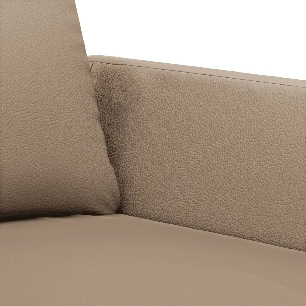 BrownFauxLeatherCouch2PieceSetDurableUpholsteryThicklyPaddedCushionsSturdyPlywoodMetalFrameComfortableLivingRoomFurniture