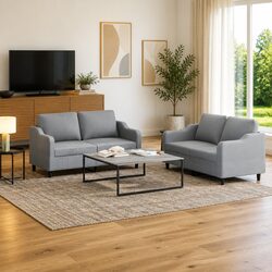 Comfortable 2 Piece Grey Sofa Set for Your Living Room