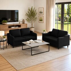 Elevate Your Space with a Chic 2 Piece Black Sofa Set